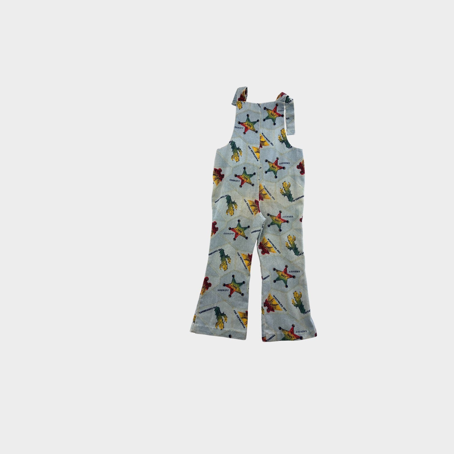 Vintage Western Sheriff Print Overalls, Size 5-6