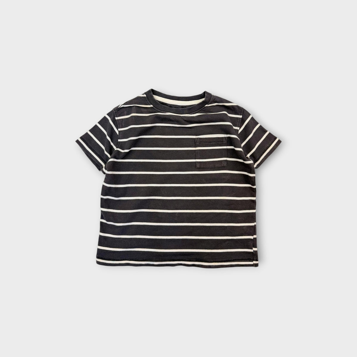 Grey and White Stripe T-Shirt, Size 4