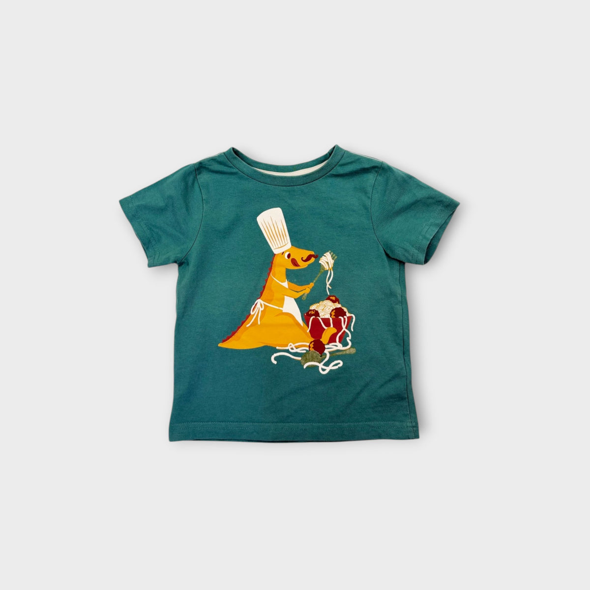 Green Pasta Dino T-Shirt, Size 1