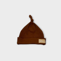 Brown Ribbed Knit Baby Hat, Size 0000