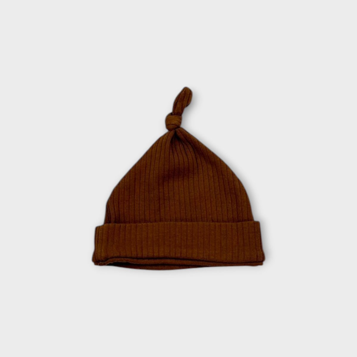 Brown Ribbed Knit Baby Hat, Size 0000