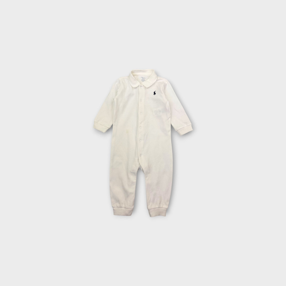 RL White Polo Onesie, Size 0