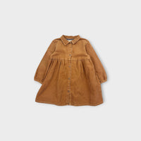 Brown Corduroy Long Sleeve Dress, Size 3