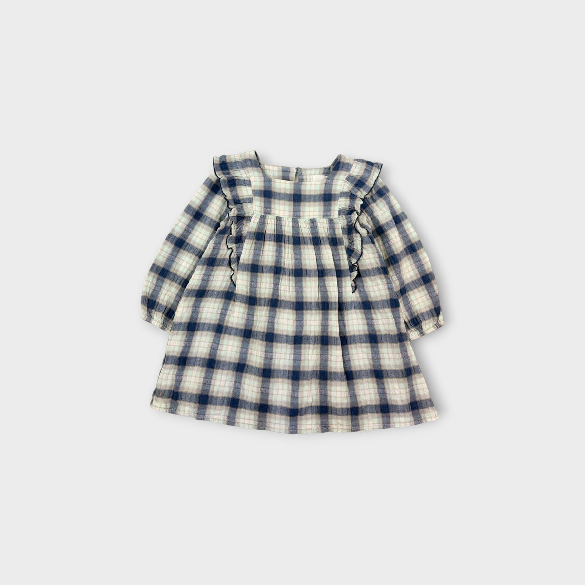 Blue Plaid Long Sleeve Dress, Size 3