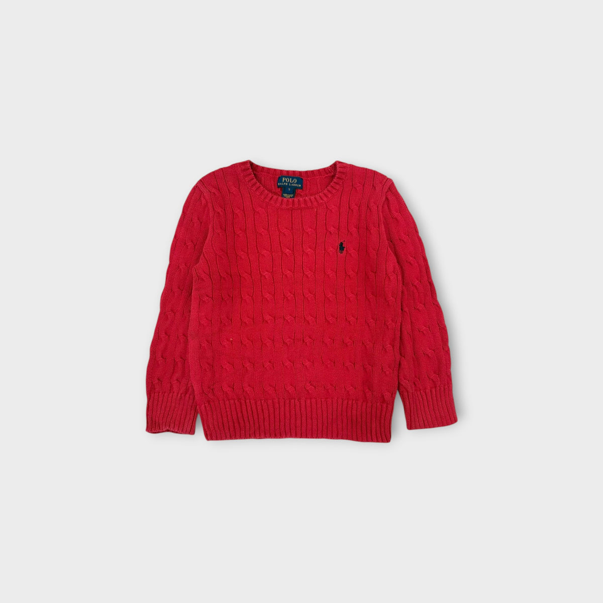 Polo Ralph Lauren Red Cable Knit Jumper, Size 5