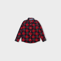 Red & Navy Patchwork Plaid Shirt, Size 6
