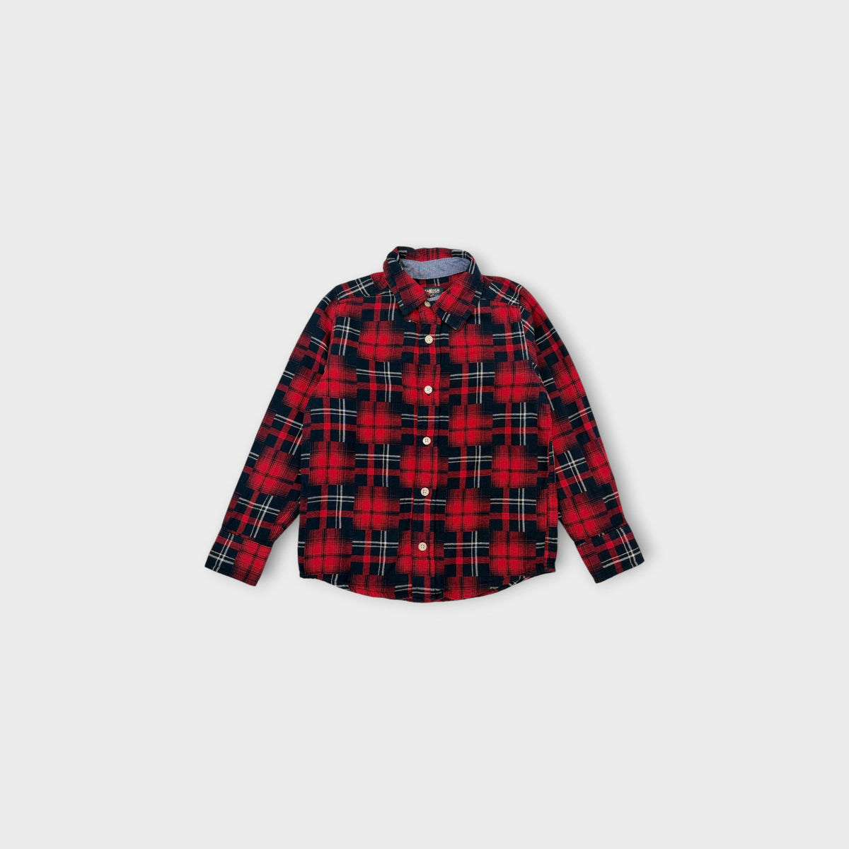 Red & Navy Patchwork Plaid Shirt, Size 6