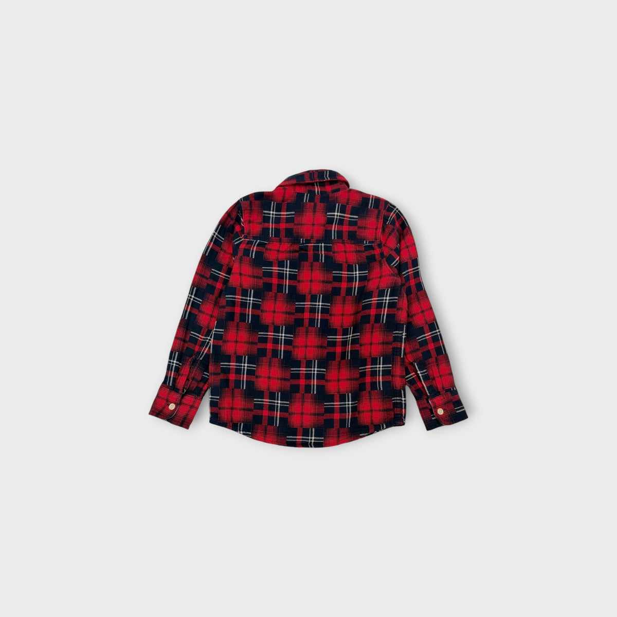 Red & Navy Patchwork Plaid Shirt, Size 6