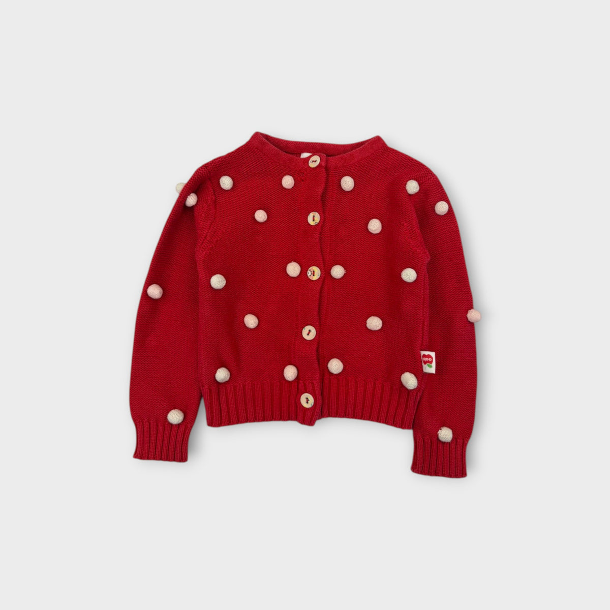 Oobi Red Pom-Pom Cardigan, Size 3