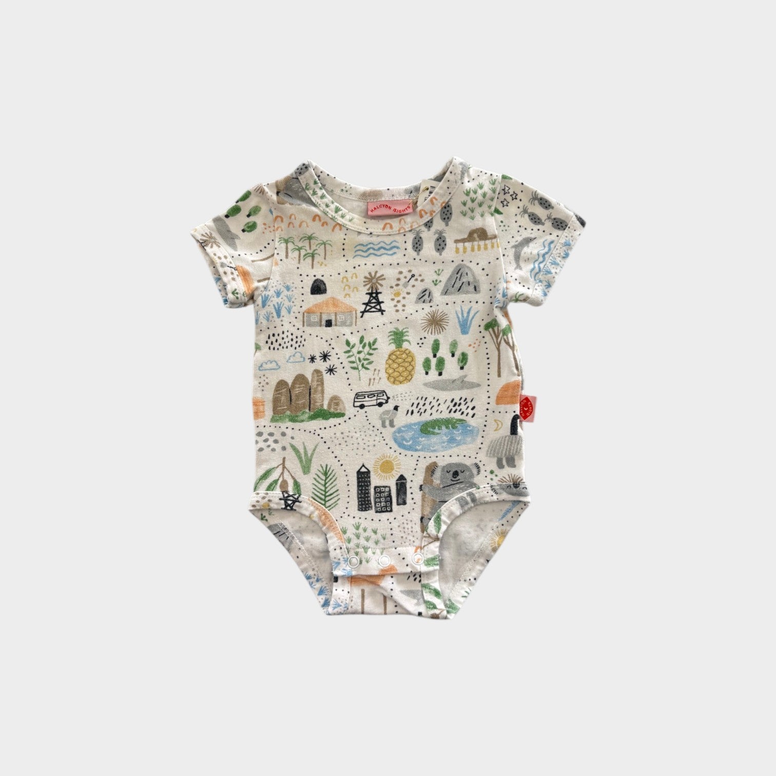 Halcyon Nights Aussie Print Bodysuit, Size 000