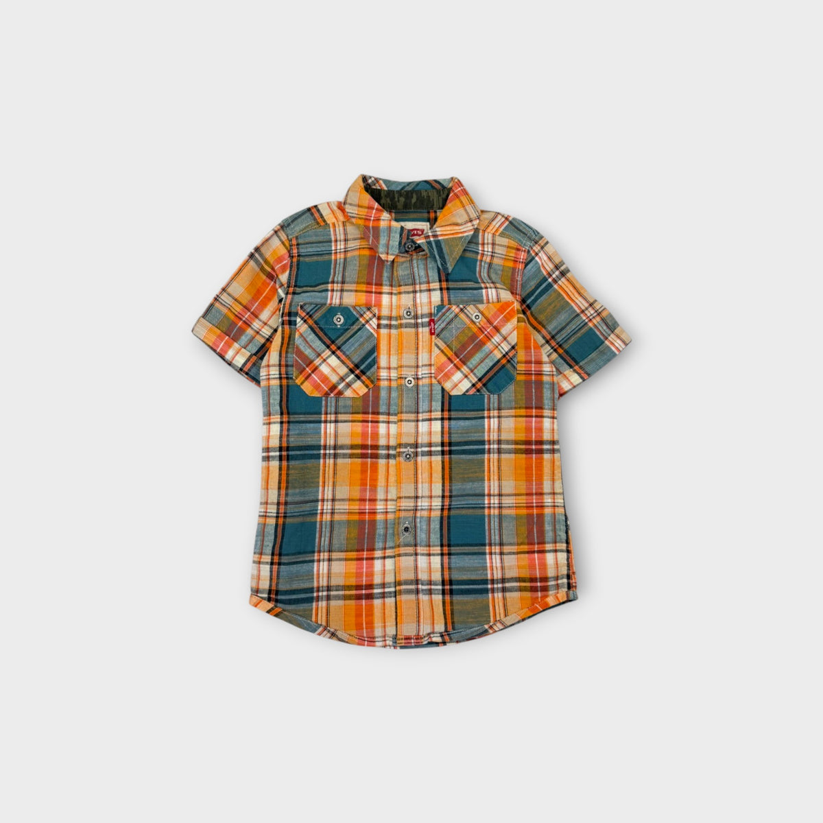 Levi's Retro Plaid Short Sleeve Shirt, Size 4-5