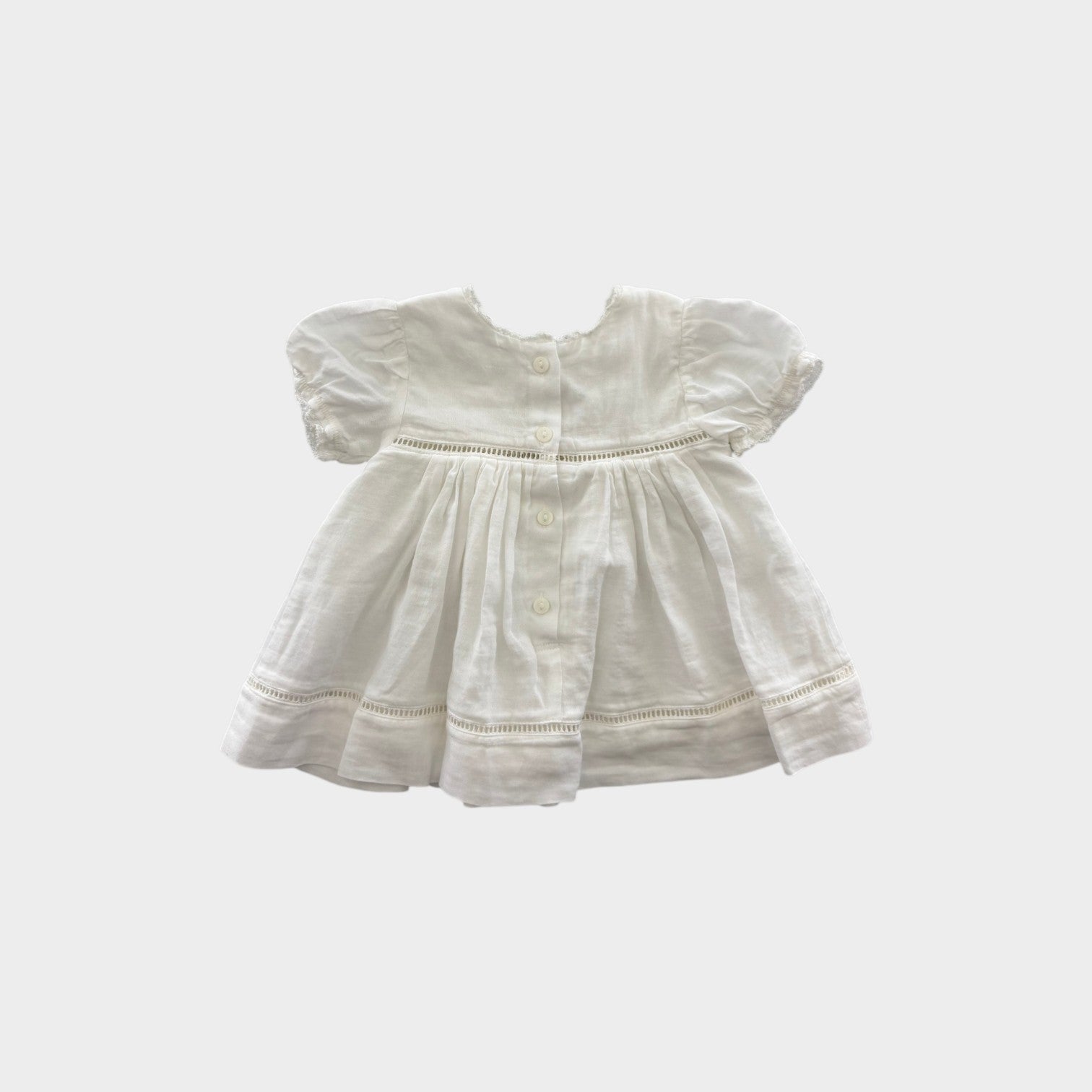 Purebaby White Embroidered Dress, Size 000