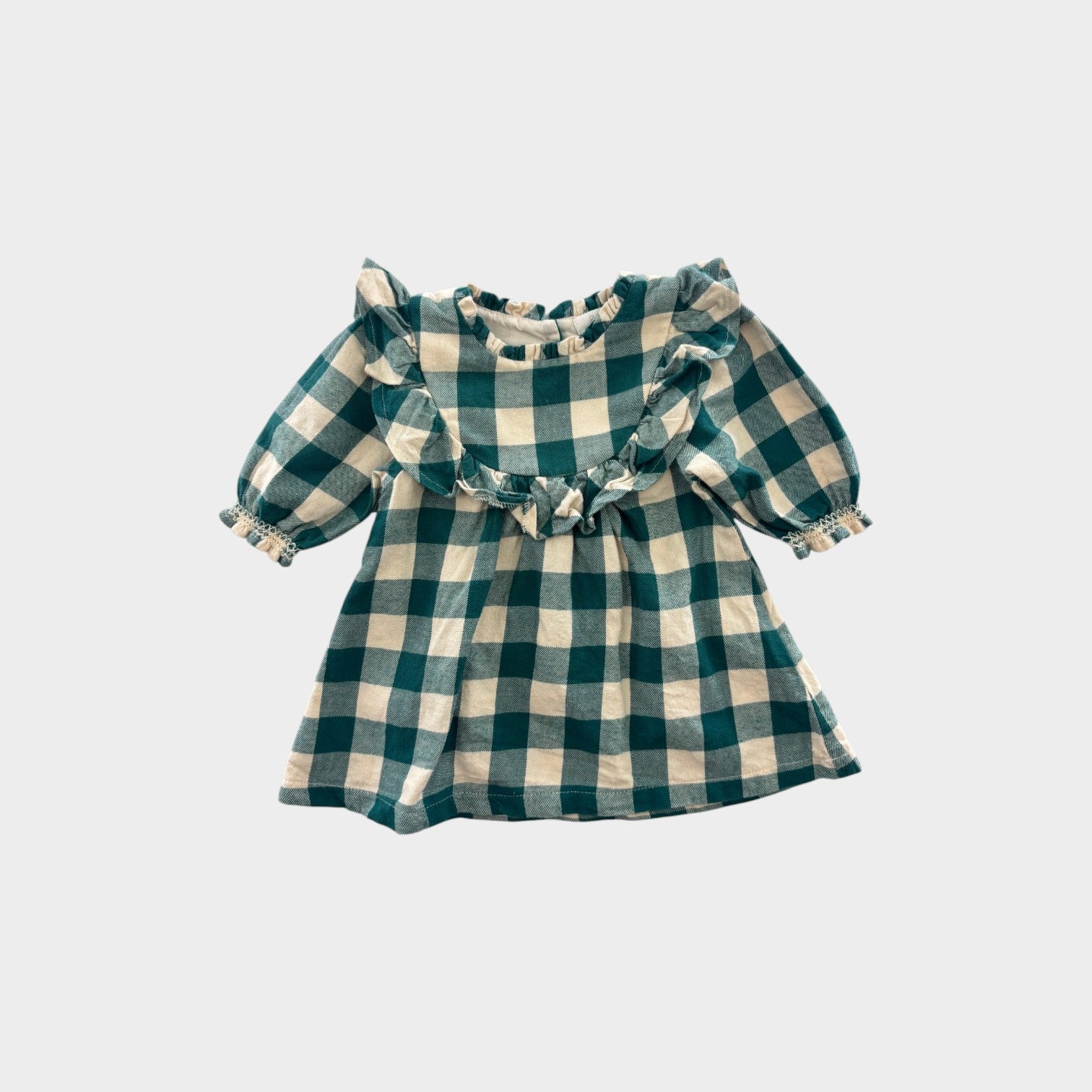 Purebaby Green Gingham Dress, Size 000