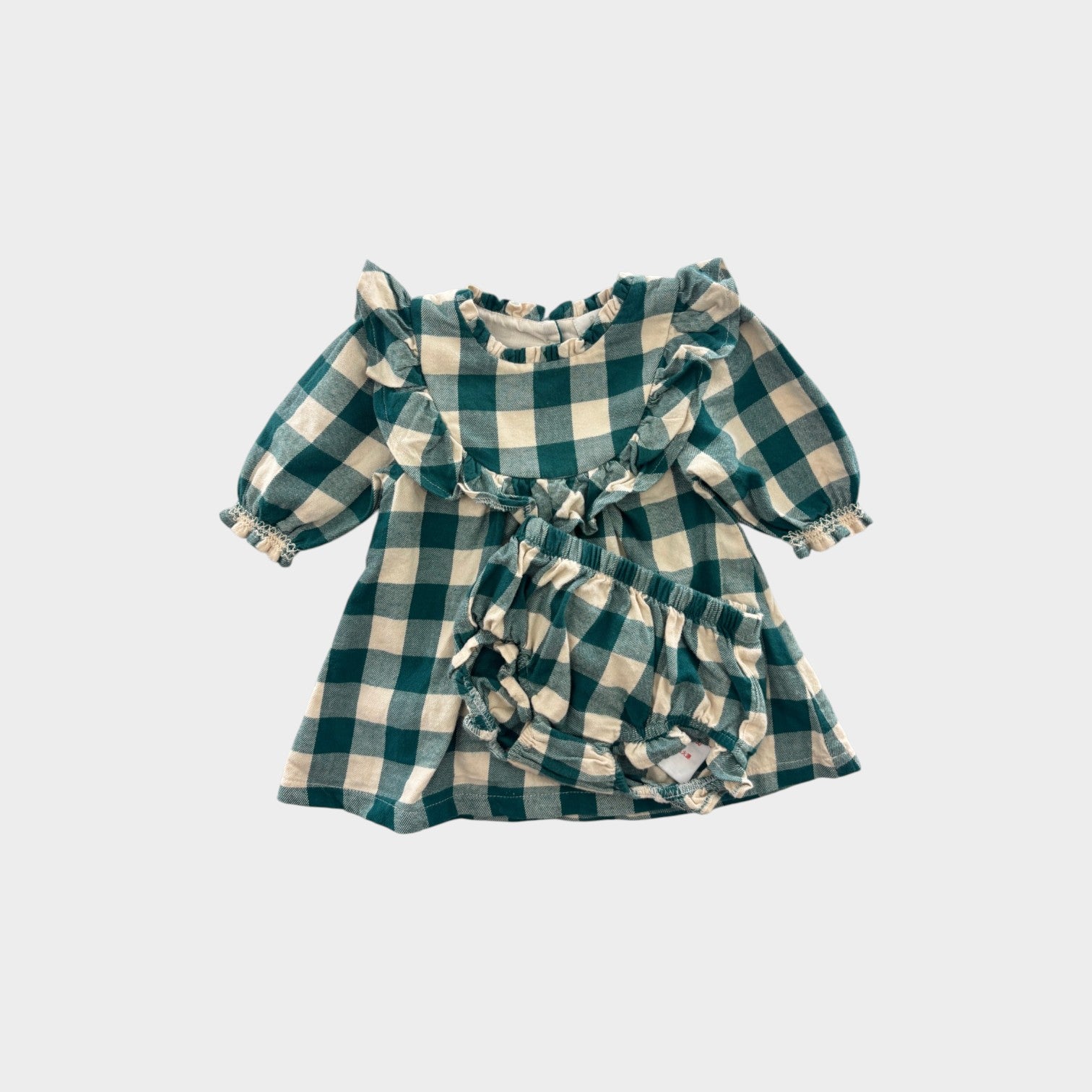 Purebaby Green Gingham Dress, Size 000