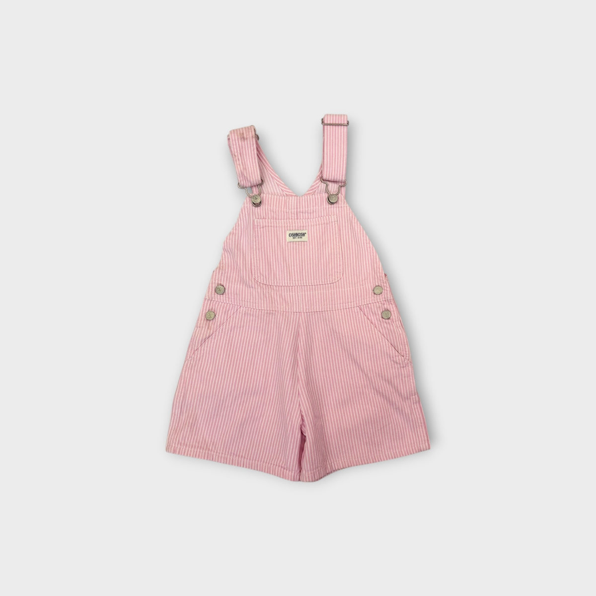 Oshkosh B'Gosh Retro Y2K Pink Hickory Shortalls, Size 4