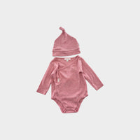 Purebaby Pink Bodysuit & Beanie, Size 00