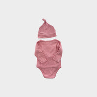 Purebaby Pink Bodysuit & Beanie, Size 00