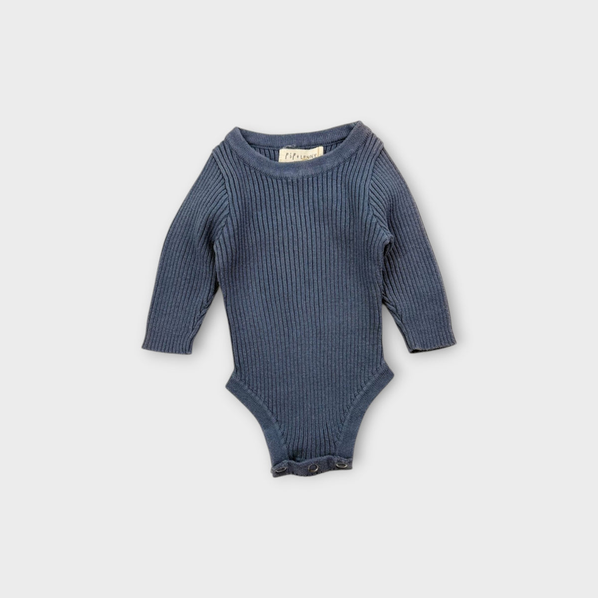 Pip & Lenny Blue Ribbed Knit Bodysuit, Size 0000