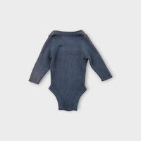 Pip & Lenny Blue Ribbed Knit Bodysuit, Size 0000