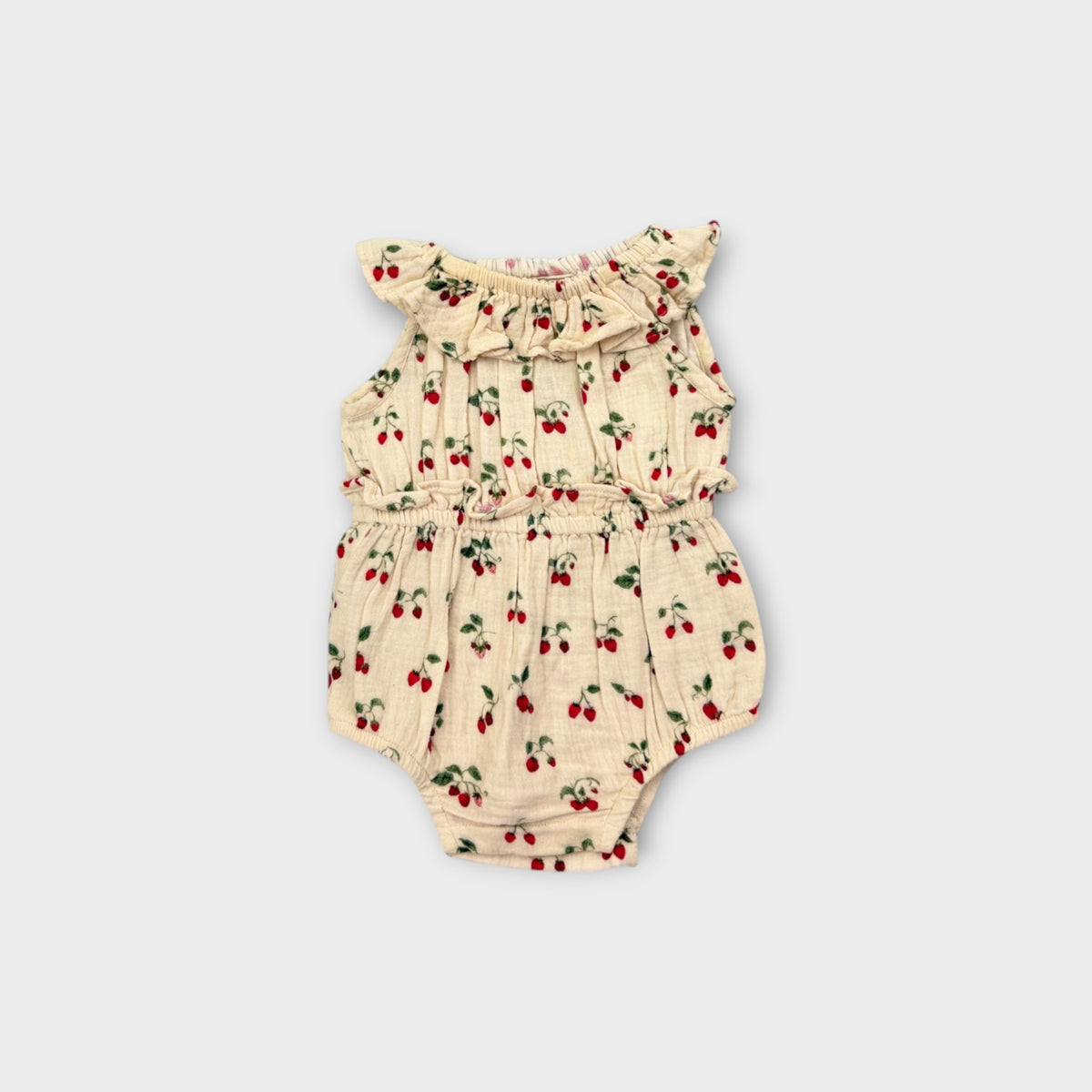 Nature Baby Strawberry Muslin Romper, Size 000