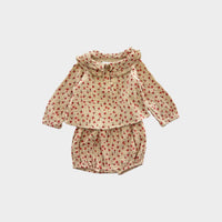 Beige Cotton Floral Set, Size 00