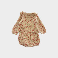 Beige Cotton Floral Set, Size 00