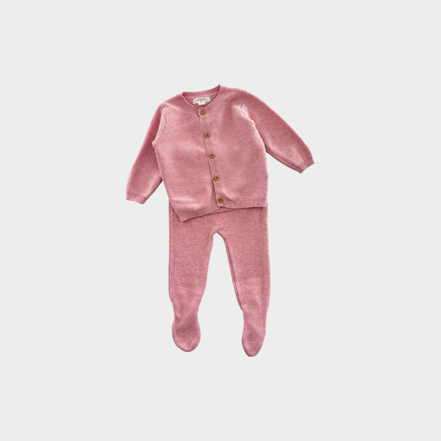 Purebaby Pink Knit Set, Size 00