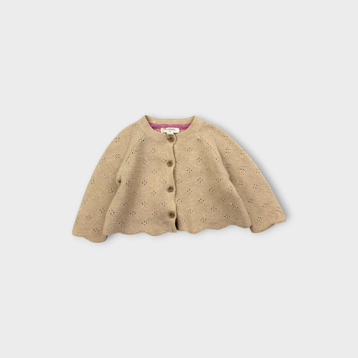 Purebaby Beige Knit Cardigan, Size 00