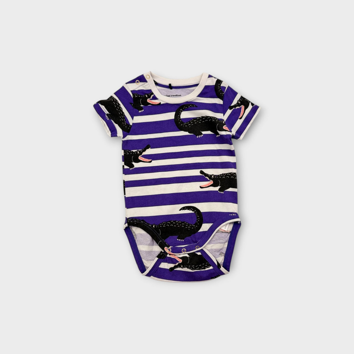 Mini Rodini Stripe Crocodile Bodysuit, Size 00