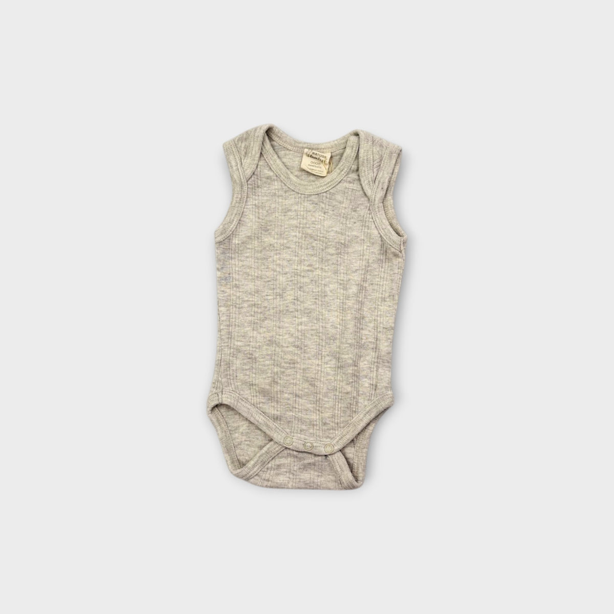 Nature Baby Grey Singlet Bodysuit, Size 0000