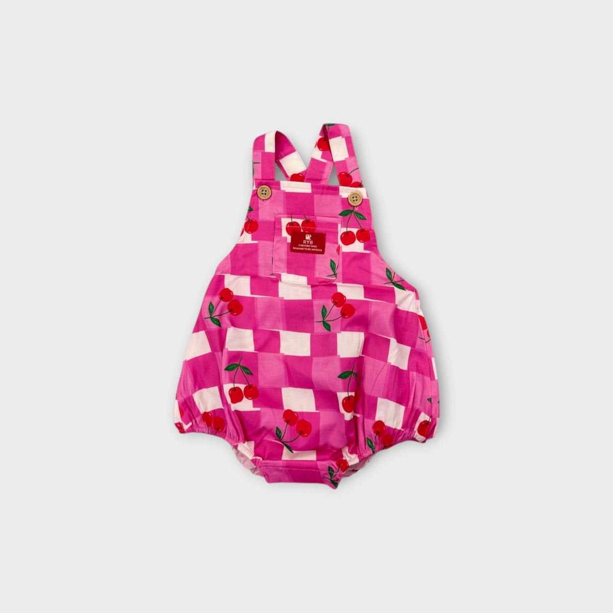 Rock Your Baby Gingham Cherry Romper, Size 00