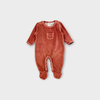 Seed Heritage Pink Velour Onesie, Size 0000