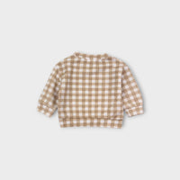 Mini Zali Beige Gingham Matching Set, Size 0