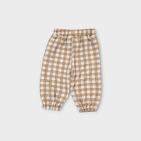 Mini Zali Beige Gingham Matching Set, Size 0