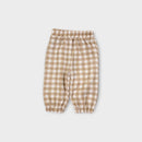 Mini Zali Beige Gingham Matching Set, Size 0
