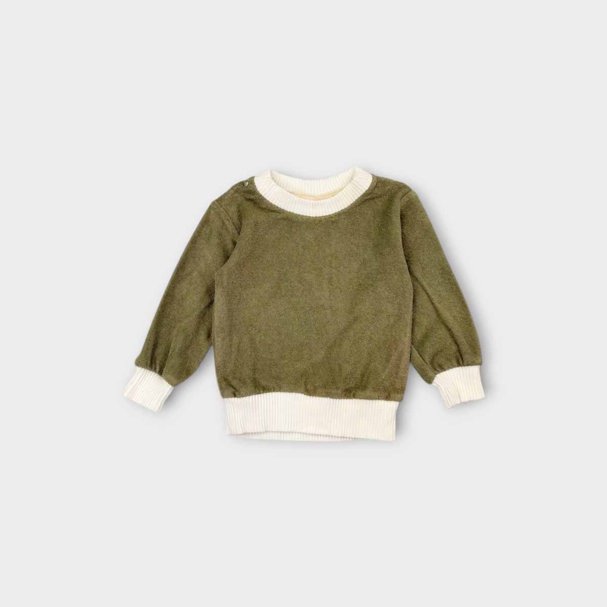 Tiny Trove Olive Terry Matching Set, Size 00