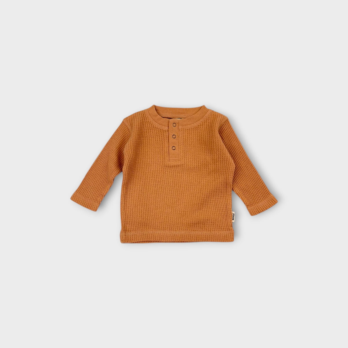 Fawn Waffle Long Sleeve Shirt, Size 000