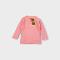 Pink Waffle Long Sleeve Shirt, Size 0
