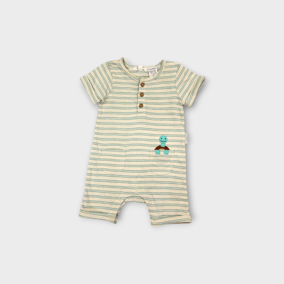 Purebaby Stripe Turtle Romper, Size 00
