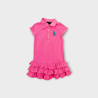 Ralph Lauren Pink Frill Polo Dress, Size 2