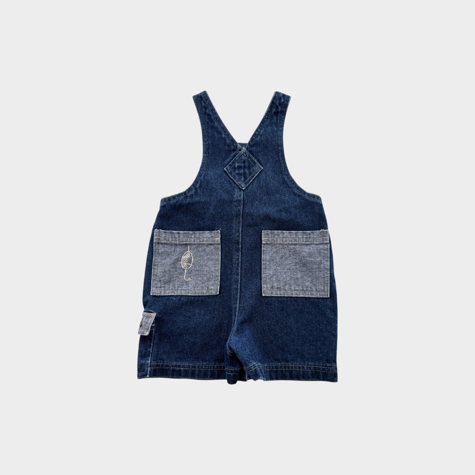 Denim Patch Overalls, Size 0