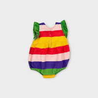 Kip & Co Rainbow Stripe Linen Romper, Size 2
