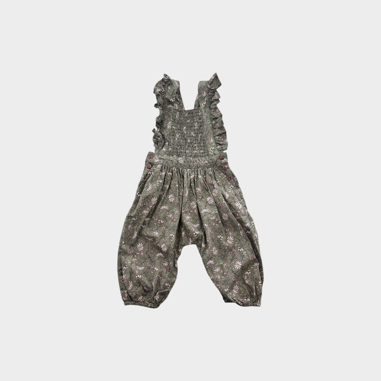 Peggy Floral Smocked Jumpsuit, Size 0