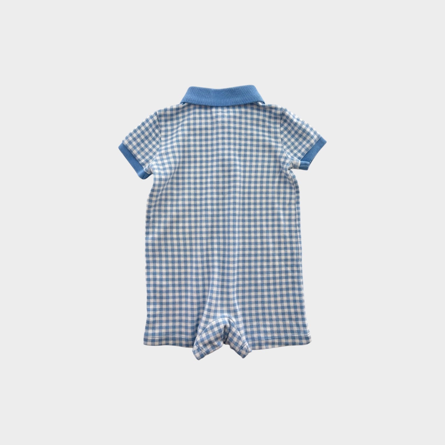 RL Blue Gingham Collar Romper, Size 0