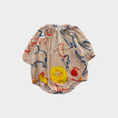 Animal Print Muslin Romper, Size 0