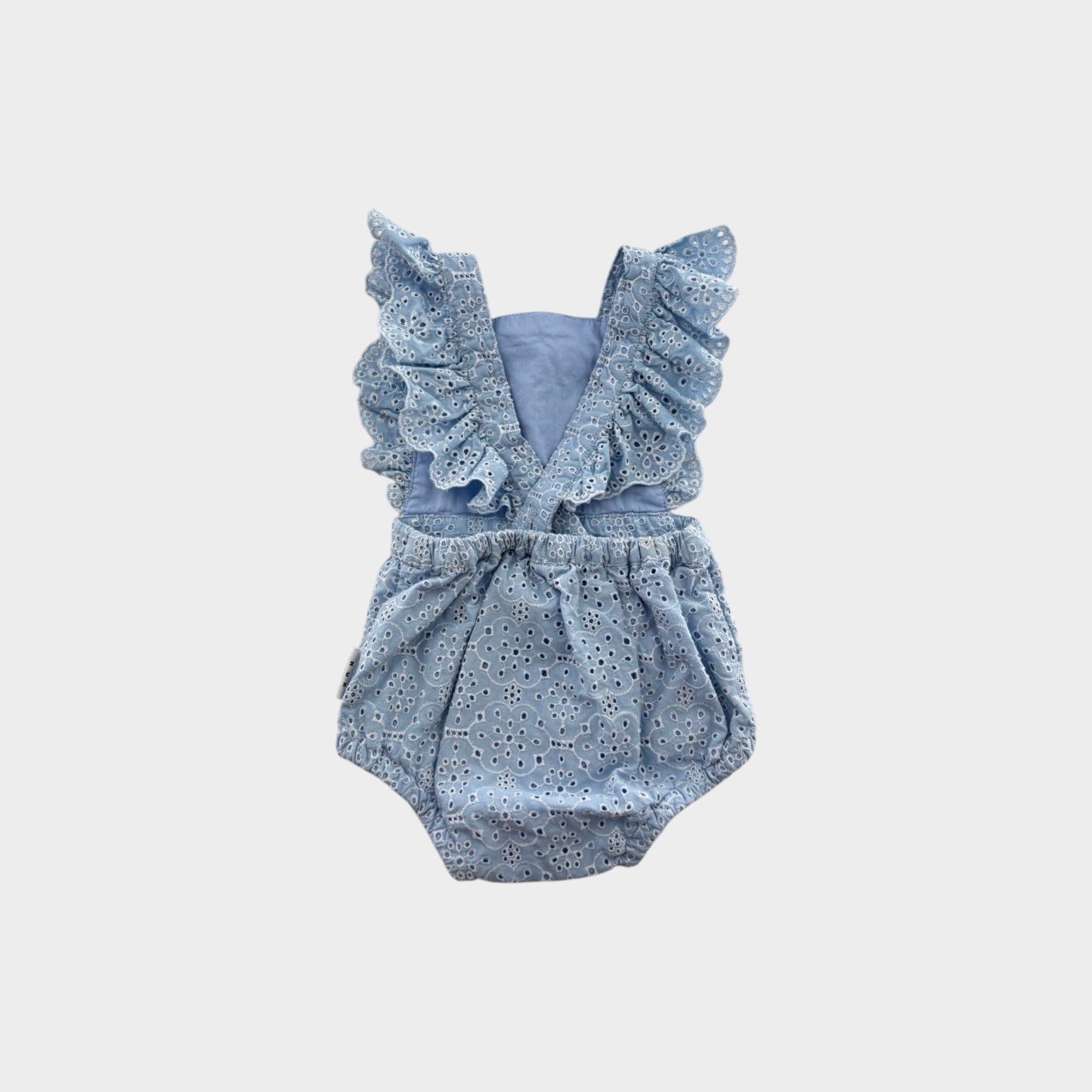 Hux Blue Broderie Anglaise Romper, Size 0
