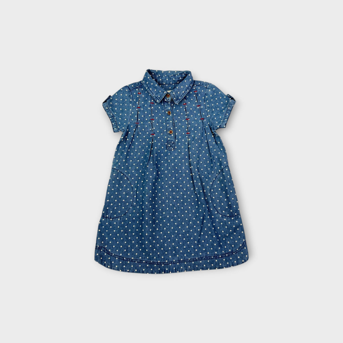 Denim Polkadot Dress, Size 3