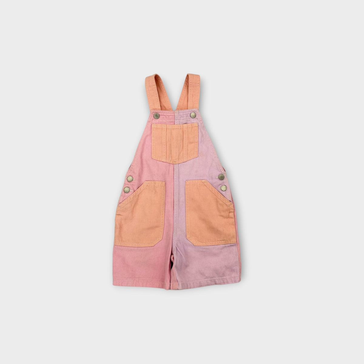 Pastel Colour Block Denim Shortalls, Size 5