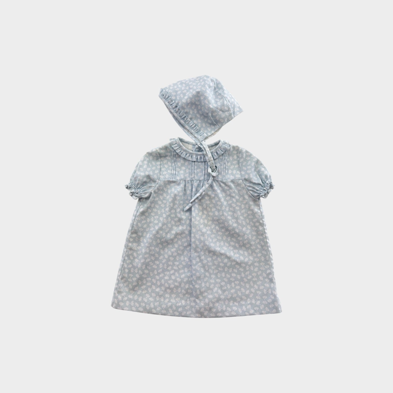 Naco Baby Blue Retro Dress and Bonnet, Size 0