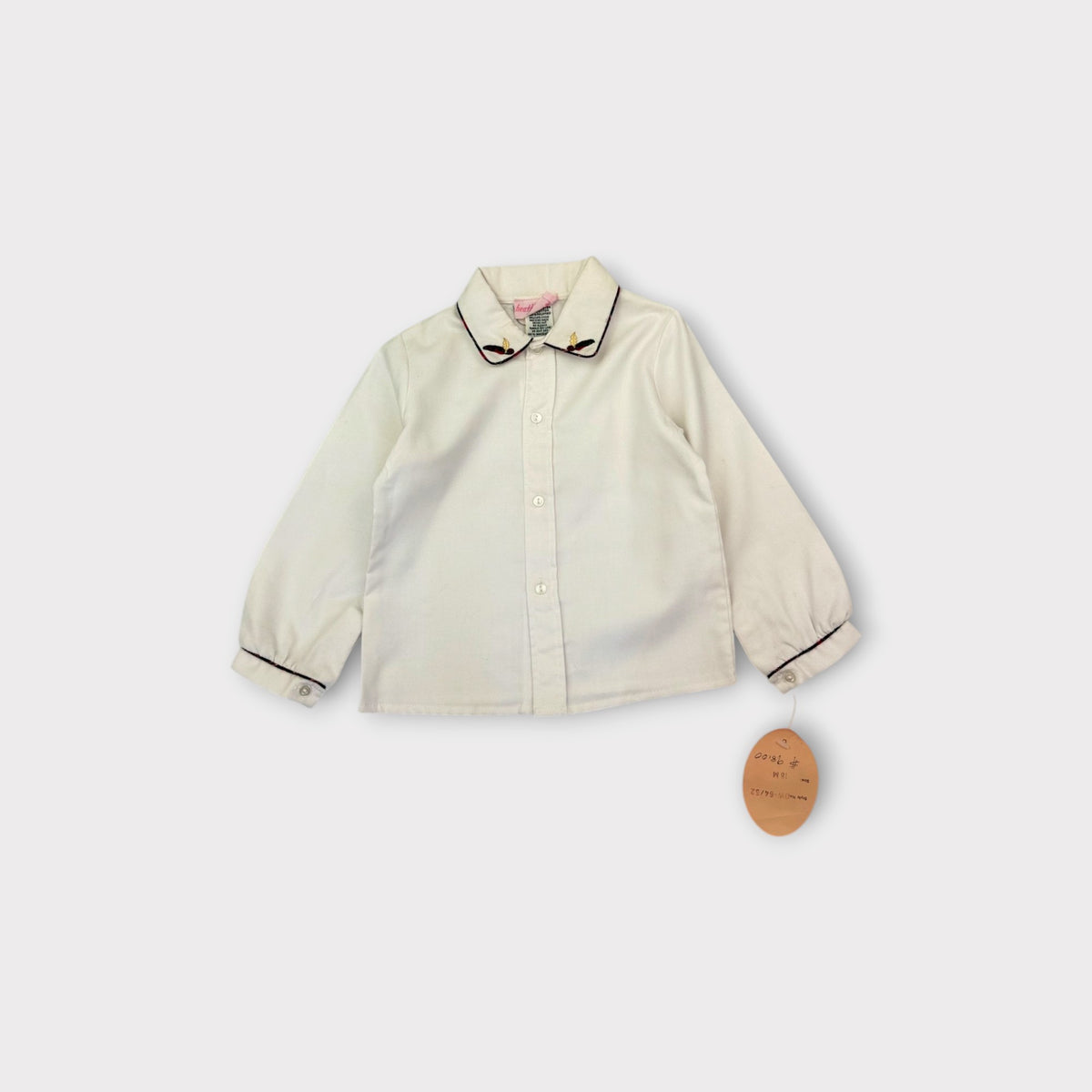 Heather Brown Holly Embroidered Collared Shirt, Size 1
